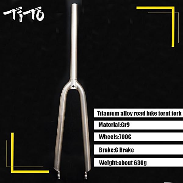 TiTo Titanium Road Bike Horquilla Delantera 700C 3AL/2.5V Bicicleta Tenedor Ultraligera Freno Disco Horquillas de Suspensión Delantera MTB Bicicleta XC/Am/FR Ciclismo(C Brake)